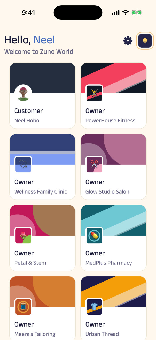 One phone number, every identity it holds — your own customer profile beside each business you run