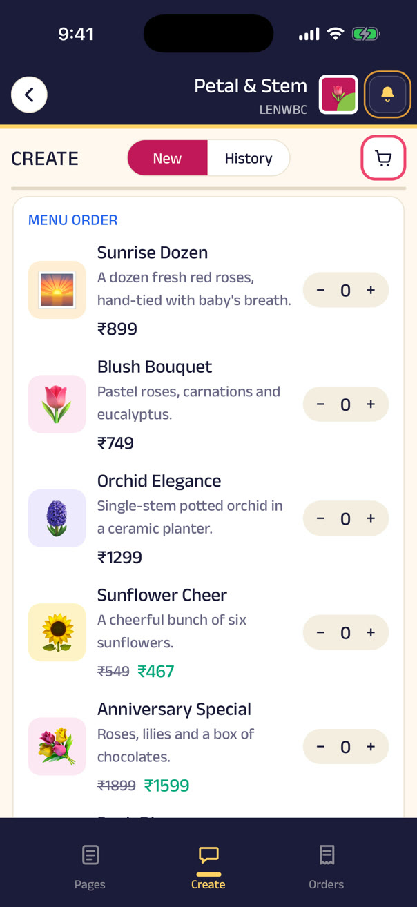 The bouquet menu, priced and ready