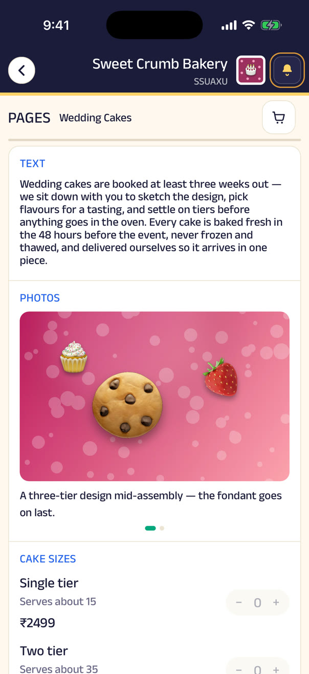The Wedding Cakes page